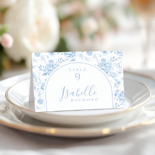 Blue Toile Floral Chinoiserie Wedding Place Cards