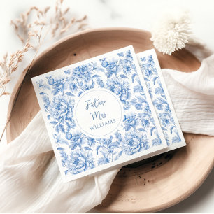 Blue Toile Floral Future Mrs Bridal Shower Napkin