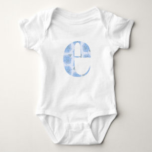Blue Toile Floral Hydrangea "E" One-Sie Baby Bodysuit