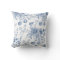Blue Toile Flowers Throw Pillow