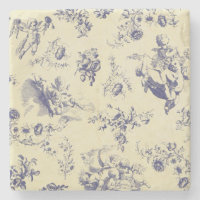 Blue Toile French Country Cherub Pattern