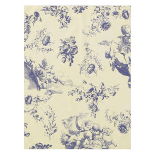 Blue Toile French Country Cherub Pattern Tablecloth