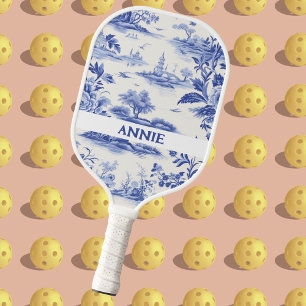 Blue Toile Jouy Personalised Pickleball Paddle