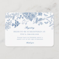 Blue Toile Jouy Registry Card Invitation Insert