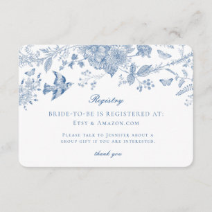 Blue Toile Jouy Registry Card Invitation Insert
