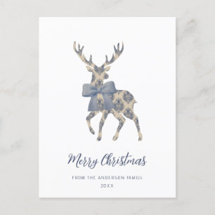 Blue Toile Merry Christmas  Holiday Postcard