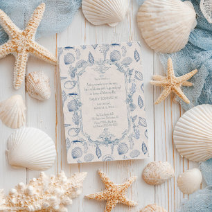 Blue toile Ocean Baby Shower Invitation