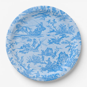 Blue Toile Paper Plate