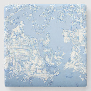 Blue Toile Pattern Stone Coaster