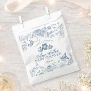 Blue Toile Pumpkin French Fall Baby Shower Dessert Favour Bags