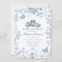 Blue Toile Pumpkin French Fall Floral Baby Shower