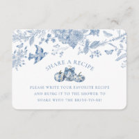 Blue Toile Pumpkin Vintage Bridal Recipe Insert