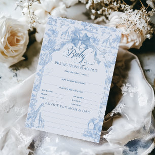 Blue Toile Safari Animal Baby Prediction Game