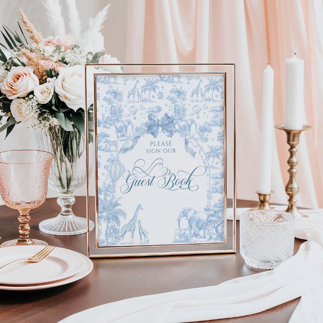Blue Toile Safari Animal Baby Shower Guest Book (Creator Uploaded)