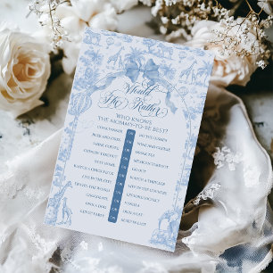 Blue Toile Safari Animal Would Mum Rather Game