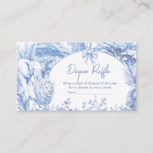 Blue Toile Safari Baby Shower Diaper Raffle Enclosure Card