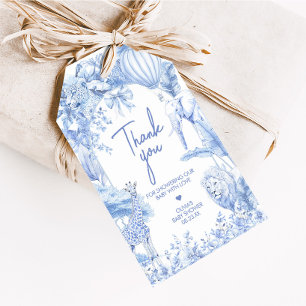 Blue Toile Safari Baby Shower Favour Tags