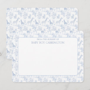Blue Toile Safari Vintage Personalized Card