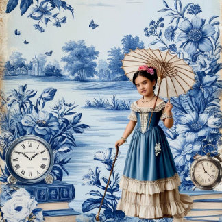 Blue Toile Scrapbook Page