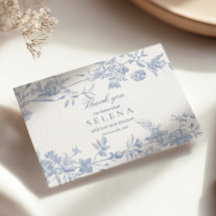 Blue Toile Thank You Card | Elegant Bridal Shower