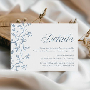 Blue Toile Wedding Details Card