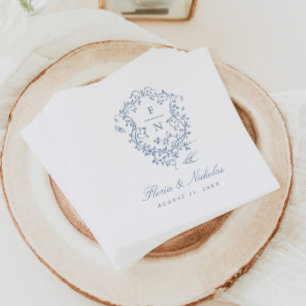 Blue Toile Wedding Paper Napkins Chinoiserie 