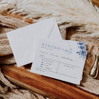 Blue Toile Wedding Reply Card with Meal Choice