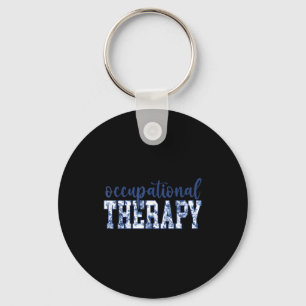 Blue Toile Wildflower Occupational Therapy Ot Flor Key Ring