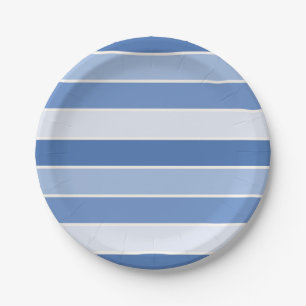 Blue Tone and Cream Stripes Paper Plate