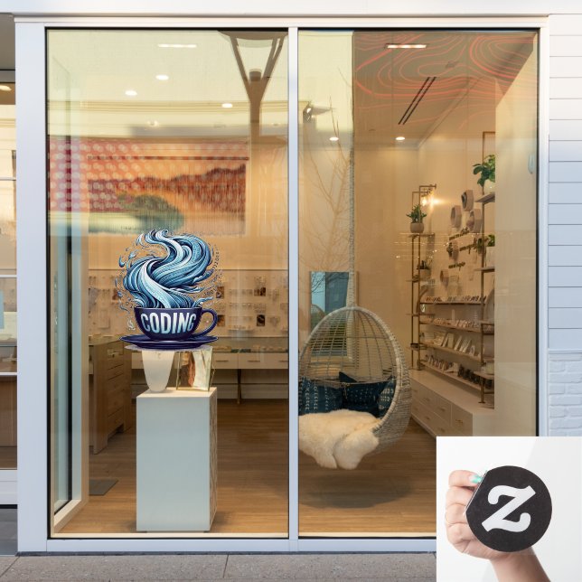 Blue Tone Coding Coffee Binary Numbers Programmer  (Store Window)