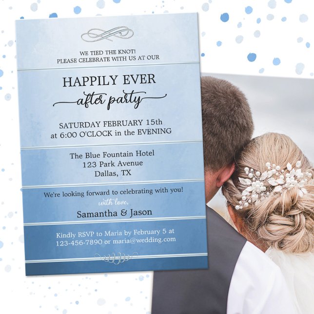 Blue Tone on Tone Happily Ever After Wedding Invitation (Creator Uploaded)