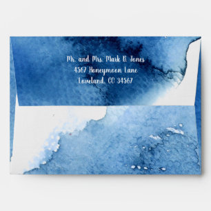 Blue Tones  Abstract Watercolor Pattern Envelope