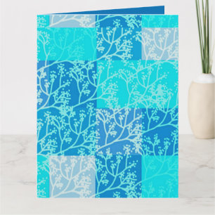 Blue Tones Foliage Plaids Card