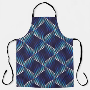 Blue Tones Geometric Wavy Pattern Apron