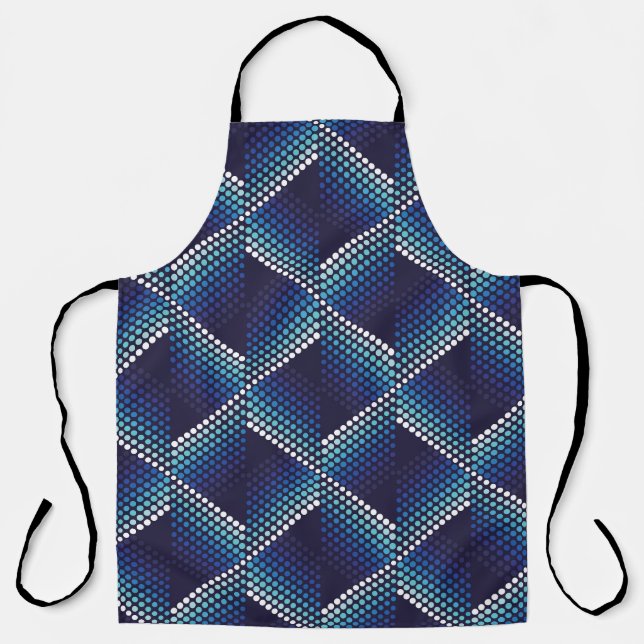 Blue Tones Geometric Wavy Pattern Apron (Front)