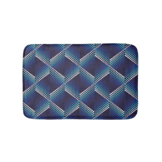 Blue Tones Geometric Wavy Pattern Bath Mat