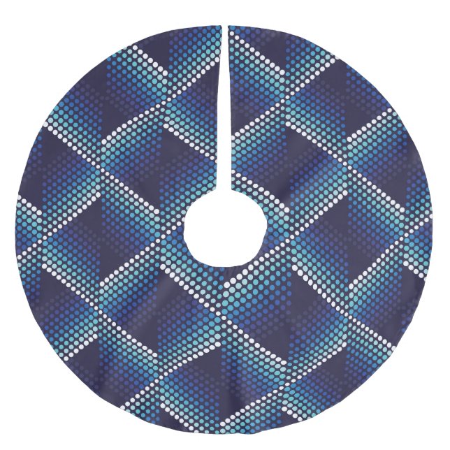 Blue Tones Geometric Wavy Pattern Brushed Polyester Tree Skirt (Front)