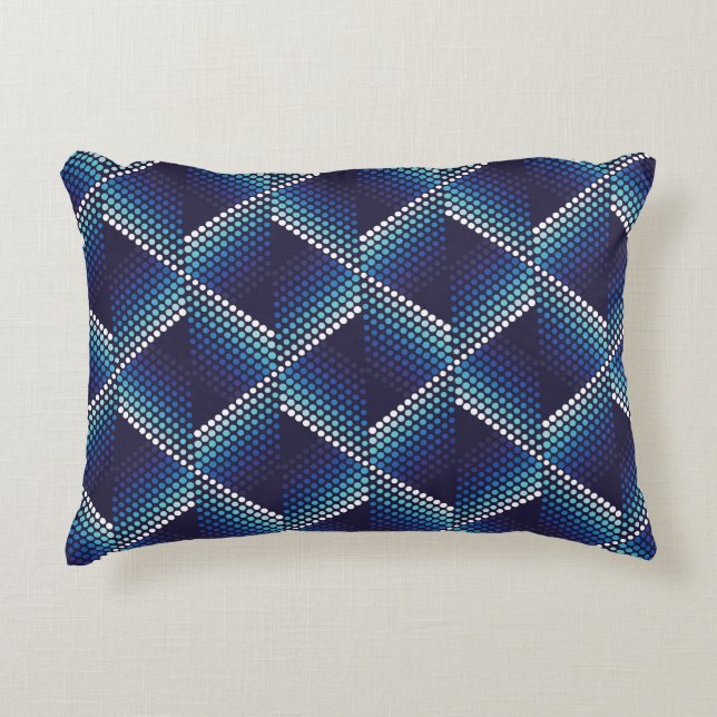 Blue Tones Geometric Wavy Pattern Decorative Cushion (Front)