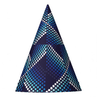 Blue Tones Geometric Wavy Pattern Party Hat