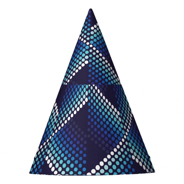 Blue Tones Geometric Wavy Pattern Party Hat (Front)