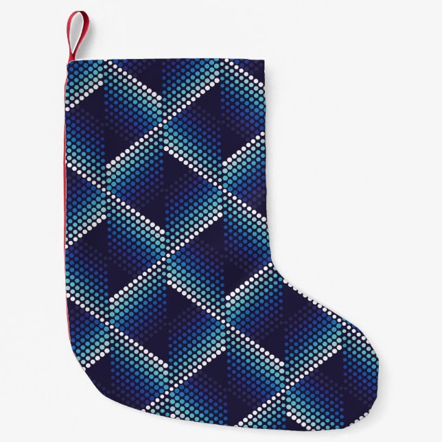 Blue Tones Geometric Wavy Pattern Small Christmas Stocking (Front)