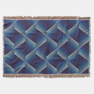 Blue Tones Geometric Wavy Pattern Throw Blanket