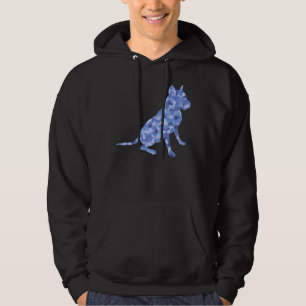 Blue Tones Sitting Pit Bull Dog Breed Scoop Hoodie