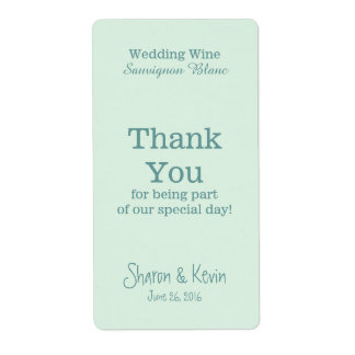 Blue Tones Wedding Wine Thank You