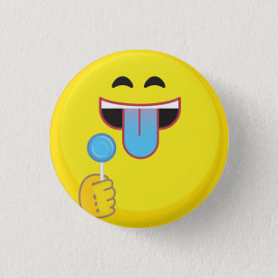 Blue Tongue Emoticon 3 Cm Round Badge