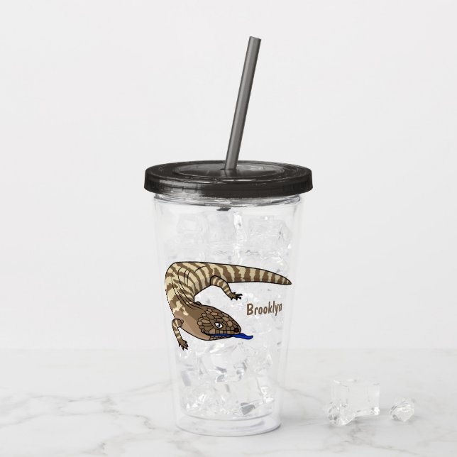Blue tongue lizard reptile cartoon acrylic tumbler (Back Ice)
