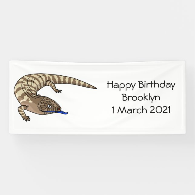 Blue tongue lizard reptile cartoon  banner (Horizontal)