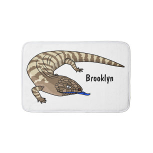 Blue tongue lizard reptile cartoon bath mat