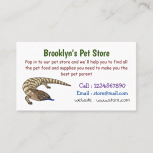 Blue tongue lizard reptile cartoon  business card