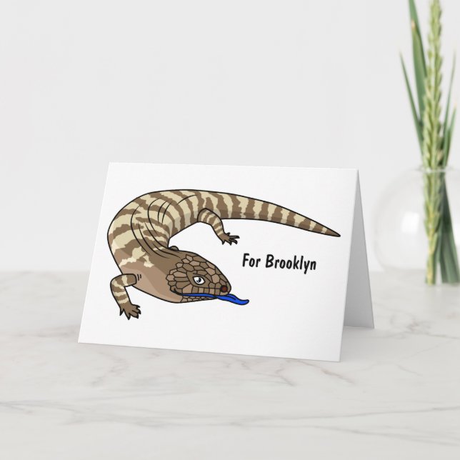 Blue tongue lizard reptile cartoon card (Front)